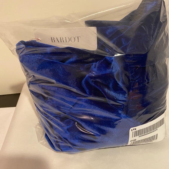 Bardot Royal Blue Velvet Mini Dress - Picture 4 of 4